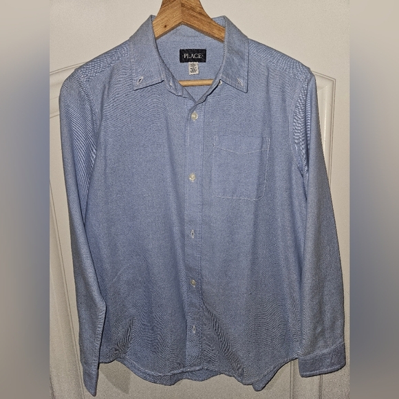 The Children's Place Oxford Blue Button Up Long Sleeve Shirt. Classic Style 14H - Picture 2 of 10
